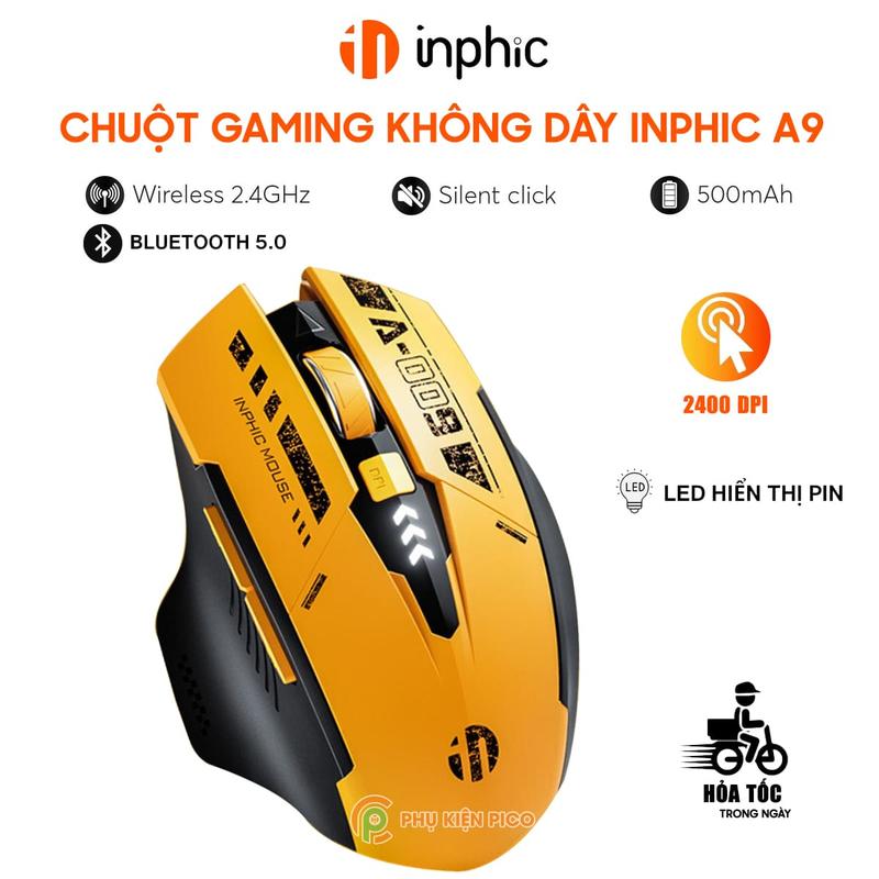 Chuột Bluetooth Inphic A9 Gundam - Chuột không dây Inphic A9 chơi game máy tinh pc laptop Wireless