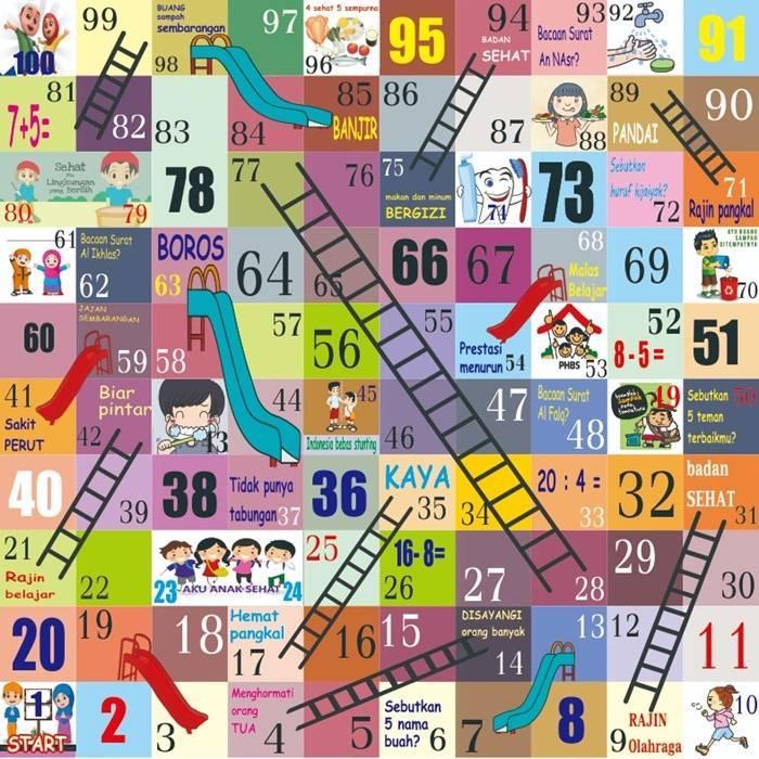 Permainan Ular Tangga Jumbo Tema Edukasi - FREE DADU JUMBO 0