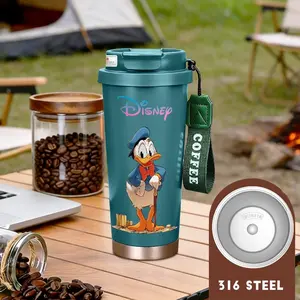 Tumbler Donald Duck Stainless Steel CUP 500 ML Coffee Thermos Vacuum Cup Heat Resistant Cold Drinking Bottle Aesthetic Cute Tumblr Valuable Gifts for Your Loved Ones Family Friends and Bosses