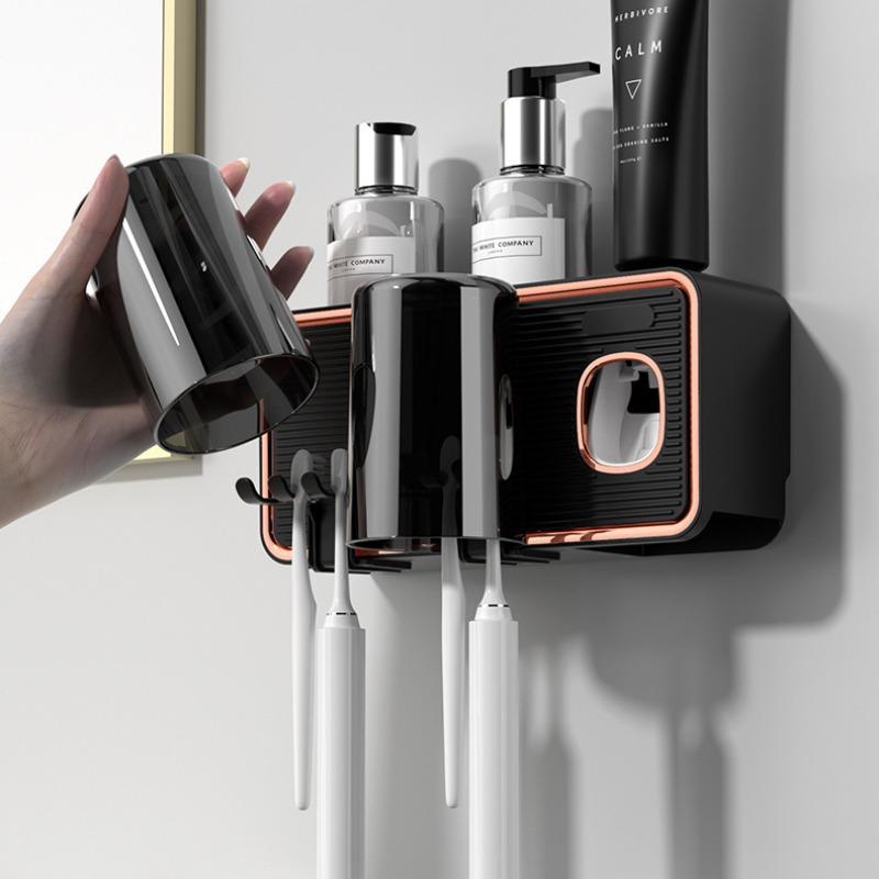 Wall Mounted Toothbrush Holder, 1 Count Punch Free Toothbrush Storage Rack, Bathroom Storage Rack, Bathroom Supplies, Home Organizer 5