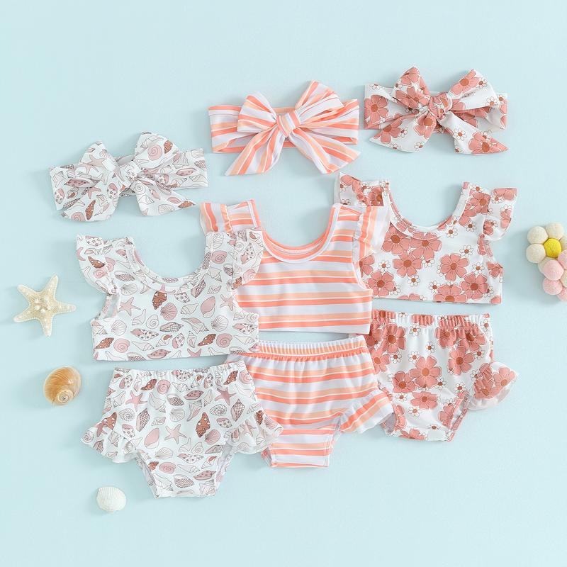 Product Introduction of Toddler Girls Three Piece Swimsuits Fly Sleeve Bikini Set Beachwear Summer Bathing Suits,Cute,Soft,Comfortable,Fitted,High-quality,Fashion,Elastic,Daily Wear,6-24 Months,2-3 Years 35