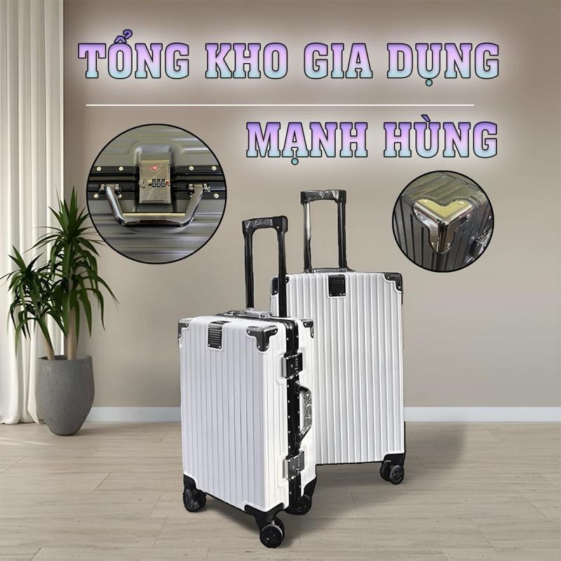  Hùng vali khung nhôm khóa sập bảo hành 5 năm tặng túi đựng giày  