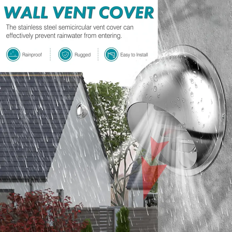 Stainless Steel Round Dryer Vent Cover, Wall-mounted Exhaust Hood for Bathroom Ventilation and Air Exchange, Dryer Replacement Outlet Accessory 7