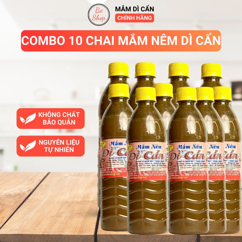 Combo 10 chai mắm nêm dì cẩn xay nhuyễn đặc sản Đà Nẵng - Chai 500ml