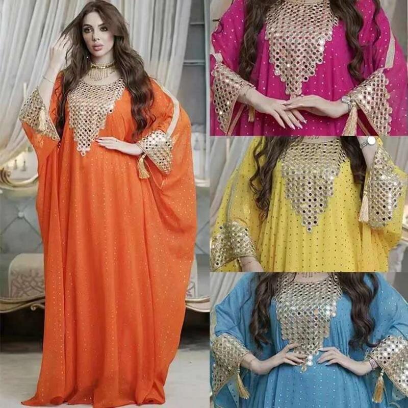 Váy Kaftan Ngoại Cỡ Dành Cho Phụ Nữ, Phong Cách Dubai, Chất Liệu Voan, Phong Cách Âu Mỹ, Thiết Kế Xuyên Biên Giới, Thích Hợp Cho Phong Cách Hồi Giáo, Có Mạng Che Mặt Dài, 8638 1