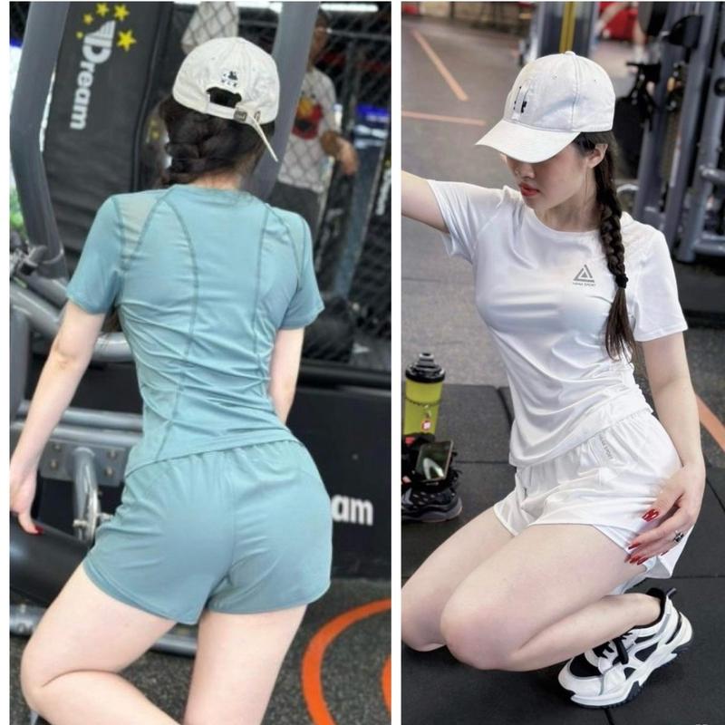 Bộ quần áo thể thao dáng đùi 2 lớp nữ tập gym, yoga, aerobic, chạy bộ có túi dây kéo 2 bên