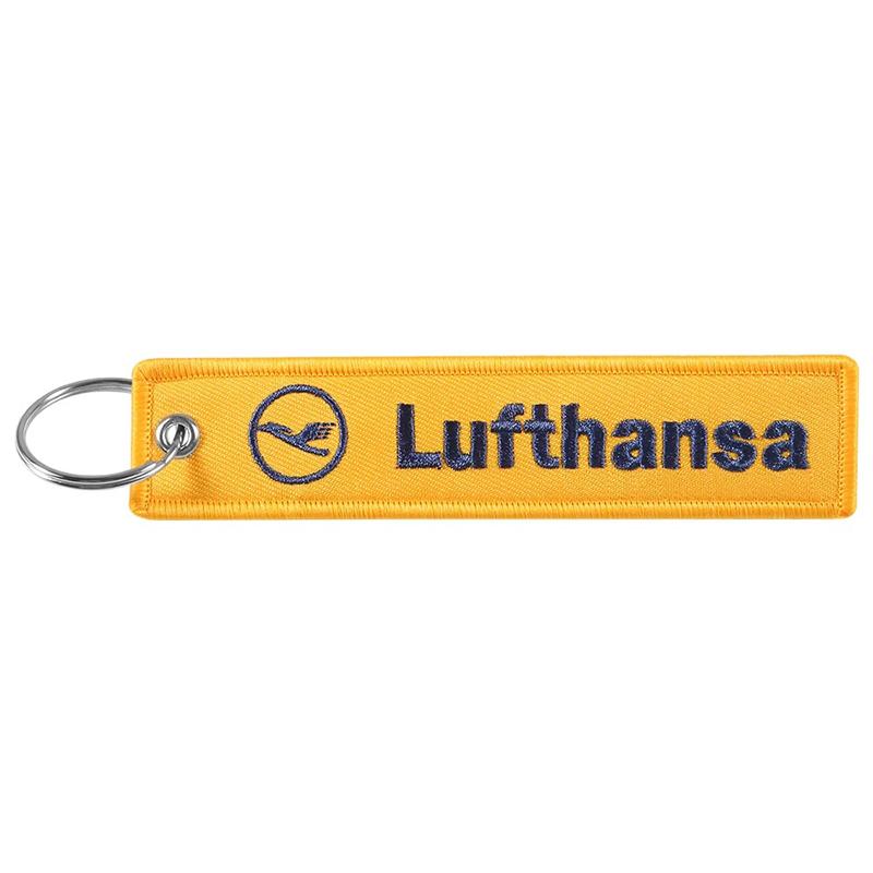 Product Introduction of 1Pc Yellow Lufthansa Keychains Trinket Embroidery Key Tag Label Keyring Flight Crew Pilot Key Chain Gift 15