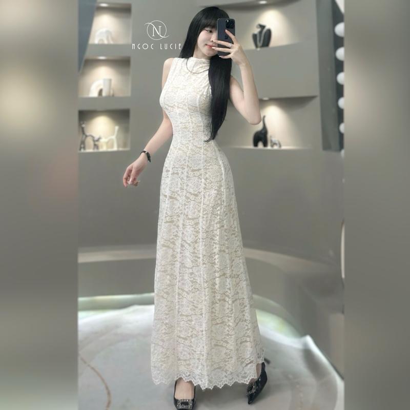 D874 - Đầm Thiết Kế Sang Trọng Sát Nách Ren 2 Lớp Dáng Xoè (có dây kéo sau) - Ngọc Lucie Nữ Women