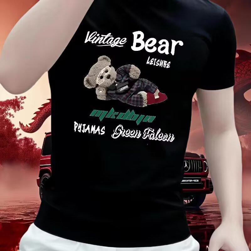Product Introduction of Korean Style Short Sleeve T-Shirt for Men, Trendy Brand, Summer Loose Fit, Five-Quarter Sleeve, 2024 New Style, Internet Celebrity Trend, Ins Simple Print Top, Unisex Clothing 1
