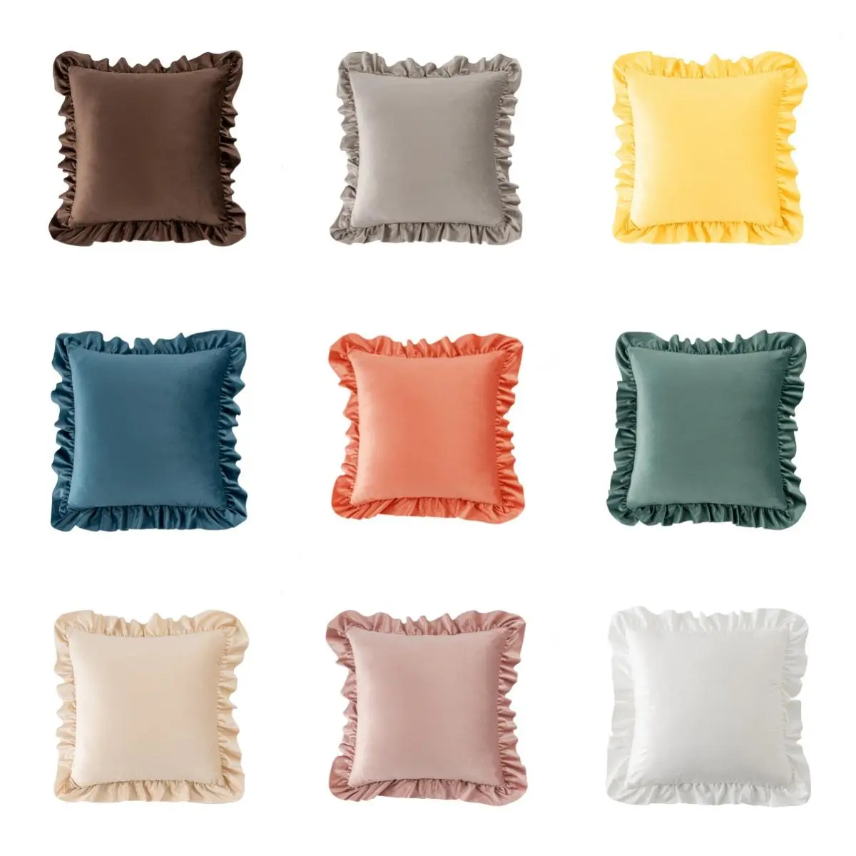 Solid Color Ruffle Trim Cushion Cover, 1/2/pcs/set Throw Pillow Cover without Filler, Household Decoration Supplies for Home Living Room Bedroom