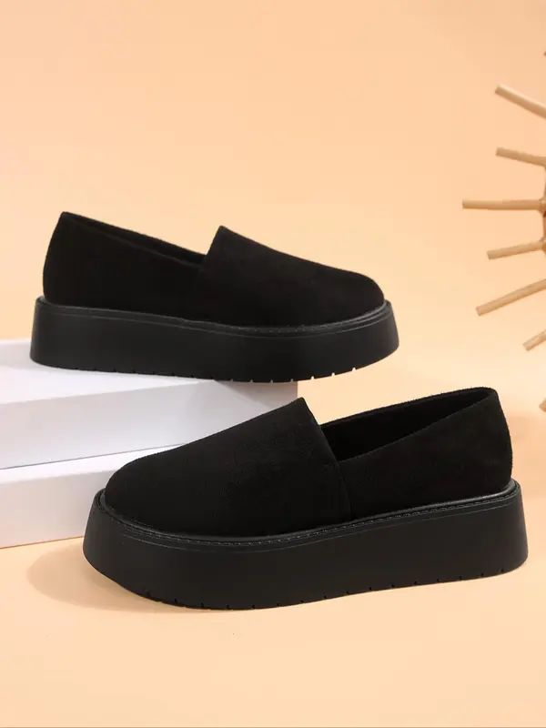 Women's Fashionable Solid Color Platform Shoes, Casual Comfortable Round Toe Shoes for Daily Wear, Female All-match Shoes for Daily Wear 5