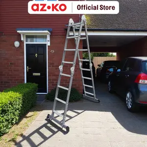 AZKO Krisbow 4.13 mtr Tangga Lipat Multifungsi 4X4 Step - Abu-Abu Multifunction Household LadderPeralatan Rumah TanggaTangga Buka TutupFoldable Ladder