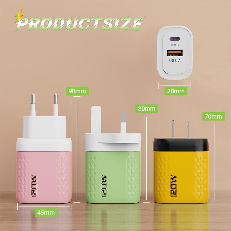 Product Introduction of Bộ sạc USB C, 120W, Sạc nhanh, Bộ sạc điện thoại Type C PD, Thích hợp cho tất cả điện thoại thông minh, QC3.0, Bộ sạc nhanh treo tường, Có phích cắm Anh, EU và Hoa Kỳ, Năm 2024, [Thanh Toán Khi Nhận Hàng] 9