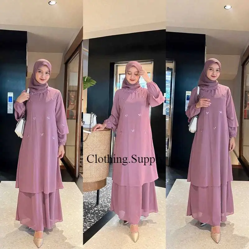 GAMIS MALAYSIA CERUTY FAYZA PAYET DRESS KONDANGAN DRESS PESTA DRESS MALAY TERBARU Muslim Wanita Dewasa Lebaran 4