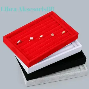 Kotak Display Nampan Perhiasan cincin Emas ukuran 15X10 Tutup mika Plastik Putih