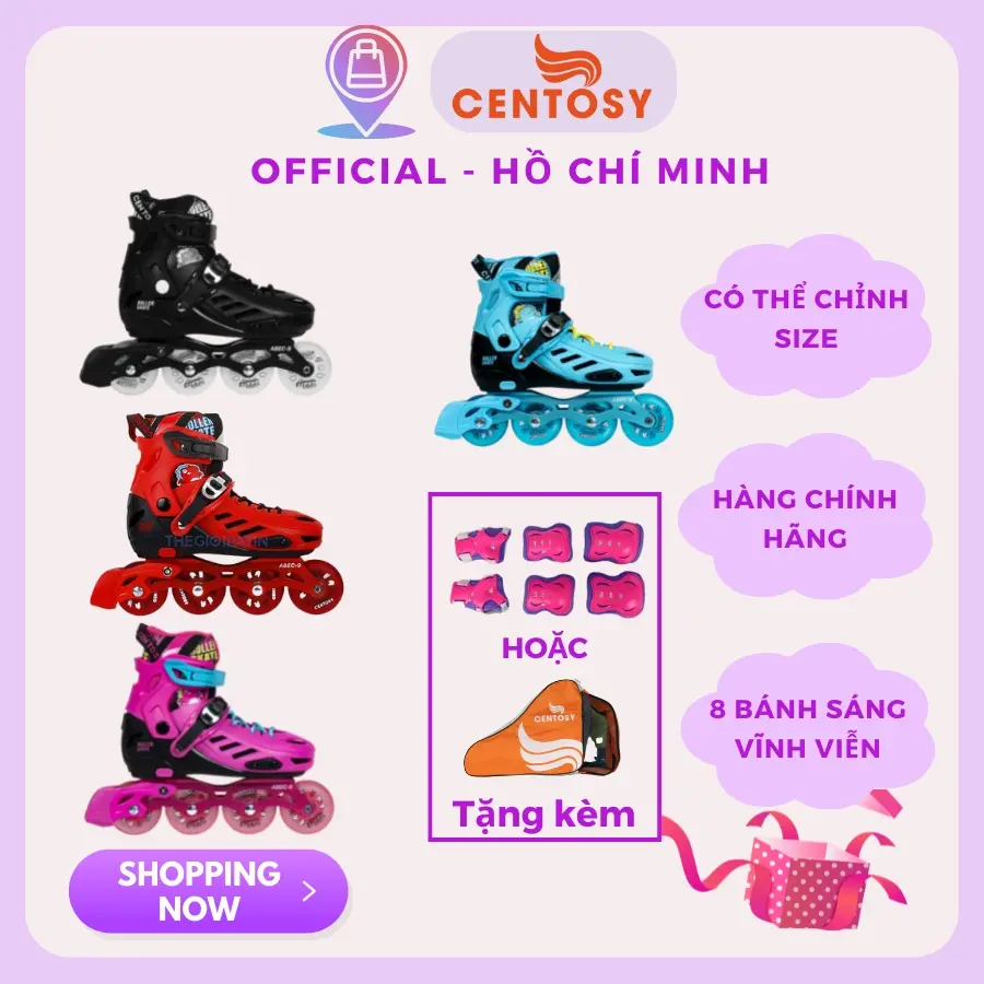 Giày Trượt Patin Trẻ Em CENTOSY T-rex - Bánh Cao Su Đặc, Thiết Kế Chơi Batin Chuyên Nghiệp Cho Bé