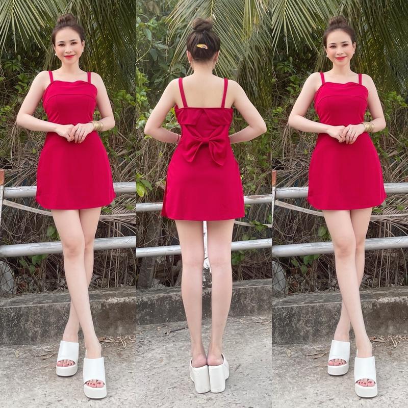 Mã B164 ÁO HAI DÂY DÁNG DÀI NƠ SAU LƯNG QUẦN ĐÙI