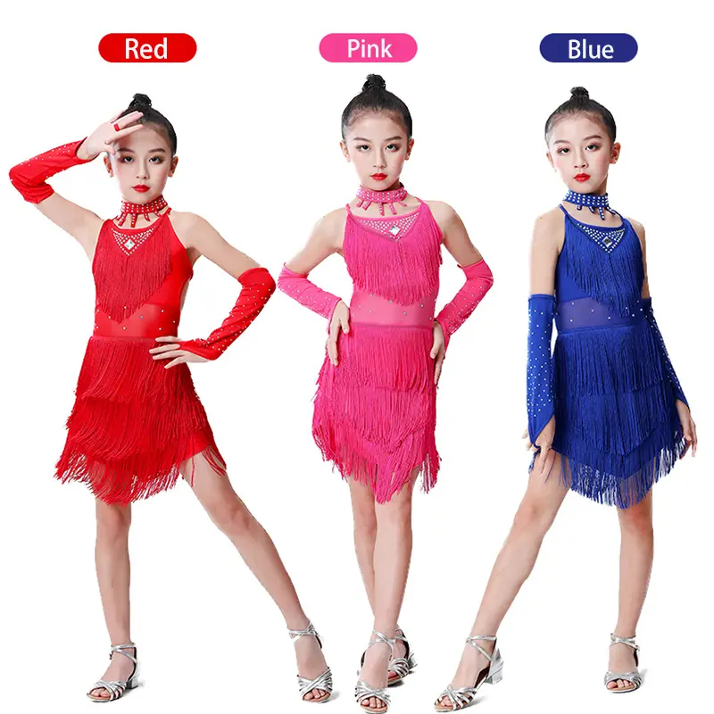 Trang Phục Váy Khiêu Vũ, Cho Bé Gái, Váy Cho Bố, Váy Tango, Trang Phục Lễ Hội, Trang Phục Khiêu Vũ, Trang Phục Salsa Latin, Váy Khiêu Vũ Tua Rua 7