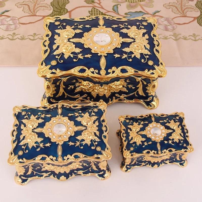 Product Introduction of European retro jewelry box metal enamel color creative ring necklace earrings storage box knot marriage gift 2