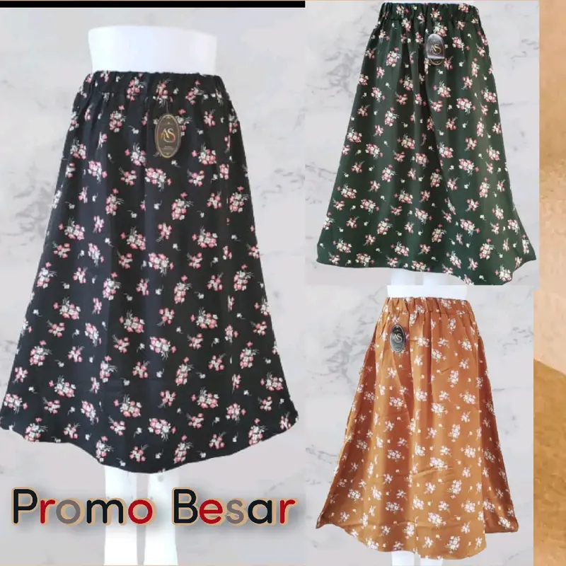 Rok Korean Style Rok Midi Terbaru Bunga 5