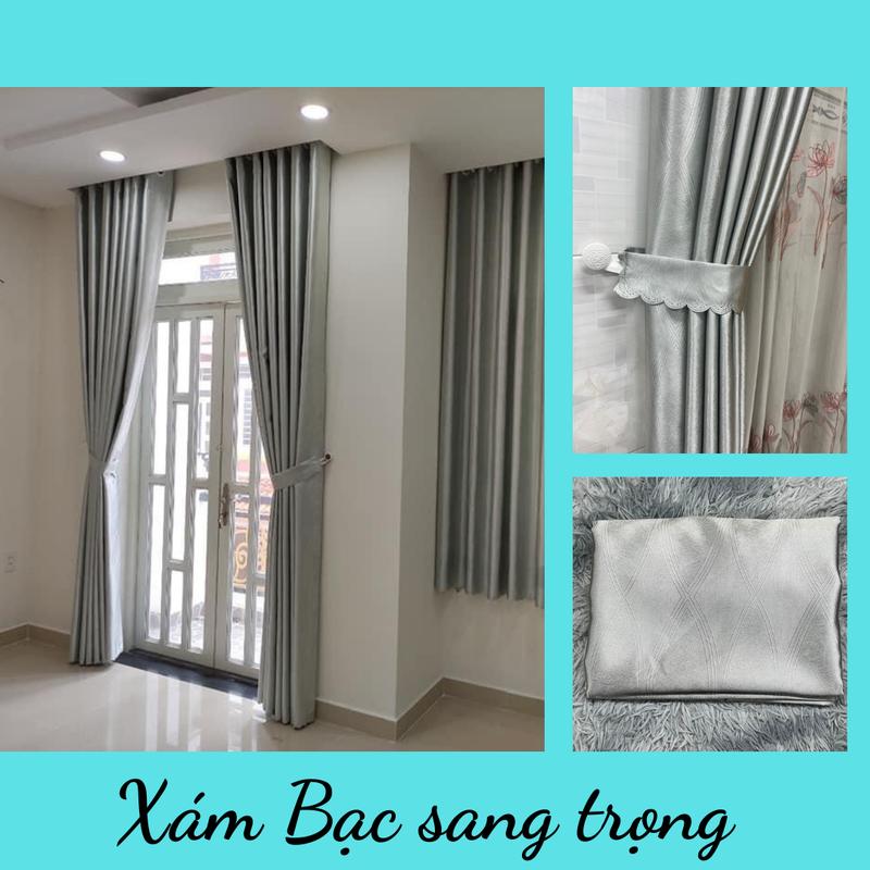 Rèm cửa sổ màu XÁM BẠC rèm cửa trang trí decor phòng ,rèm cửa chính chống nắng 98% không kèm thanh treo