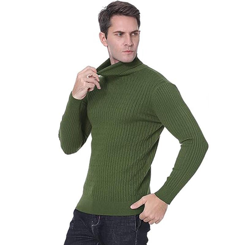 Product Introduction of Men's Turtleneck Sweater Casual Men's Knitted Sweater Warm Fitness Men Pullovers Tops Knitwear Menswear polo  shirts Collar Geometric 19