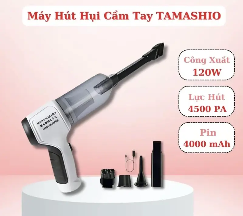 Máy hút bụi cầm tay mini Tamashio 3 trong 1, công suất 120W, tích điện, hút chân không, thổi bụi, làm sạch hiệu quả 0
