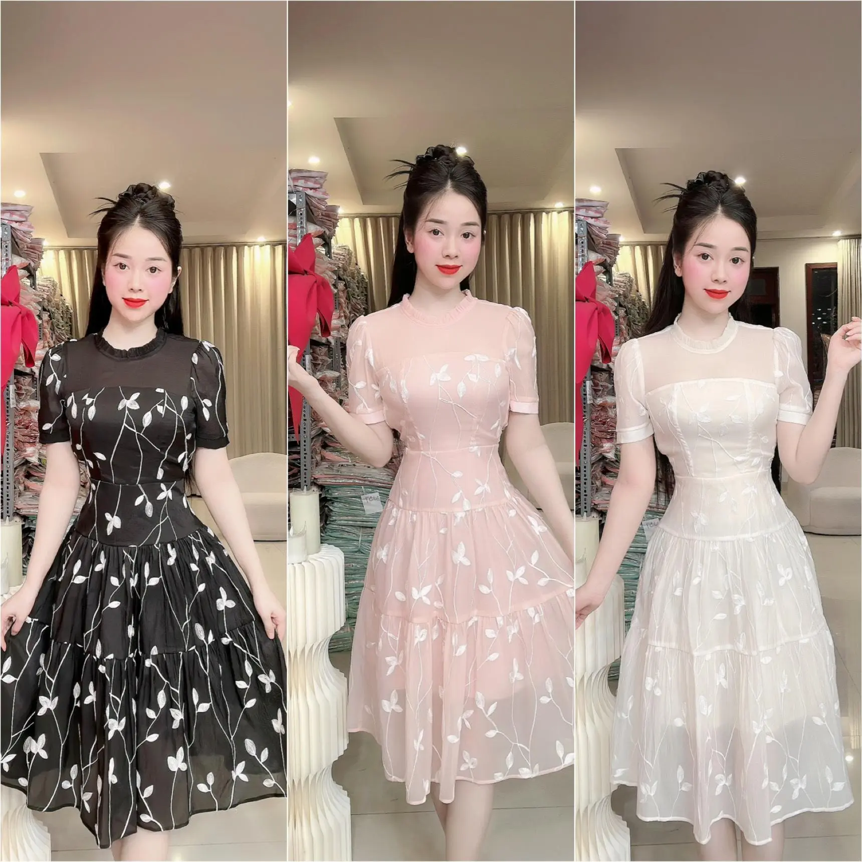(U97) Đầm thiết kế cổ bèo cách điệu form A xoè tôn dáng đầm dự tiệc sang chảnh váy đi tiệc đi làm đi chơi đều đẹp by Thương Lê U97