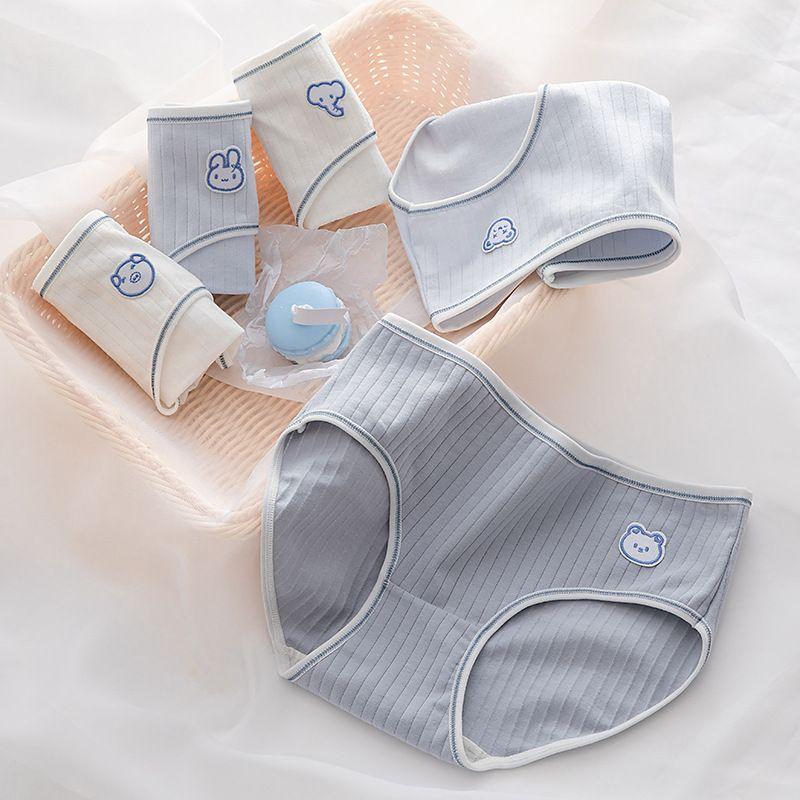 Product Introduction of 5-Pack 100% Cotton Mid-Waist Underwear for Women, Pure Cotton Antibacterial Student Japanese Style Cute Girls' Crotch Triangle Briefs 15