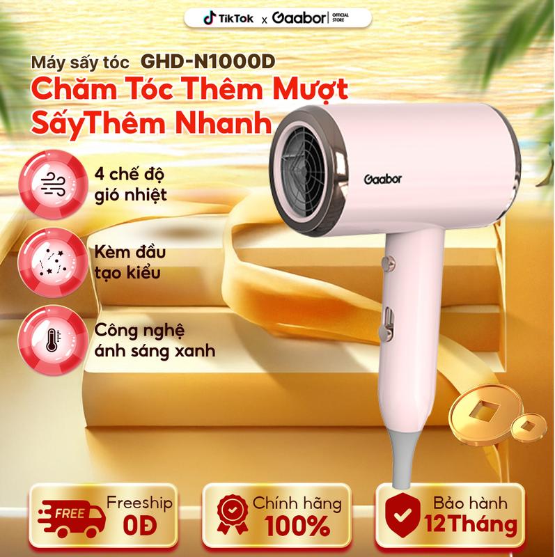 Máy sấy tóc Gaabor GHD-N1000D công suất 1000W ánh sáng xanh sấy nhanh 4 chế độ gió 2 chiều nóng lạnh độ ồn thấp  Nữ Chăm Sóc Tóc Women Dưỡng Tóc