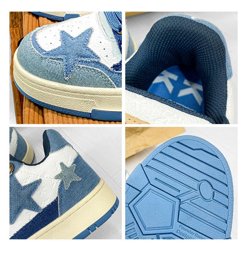 Product Introduction of Giày Nam, Bộ Sưu Tập Mùa Lò Xo Mới, Giày Denim Maillard, Họa Tiết Ngôi Sao, Giày Thể Thao, Dễ Phối Đồ Thường Ngày Thời Trang Độc Đáo Giày Thể Thao, Thời Trang Và Thanh Lịch, Dễ Phối Đồ 35