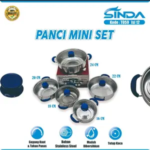 panci set tutup kaca  isi 12set