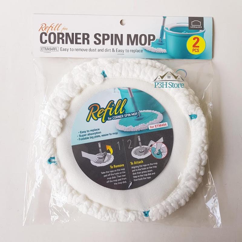 Bộ 2 Bông Lau Thay Thế Của Bộ Lau Nhà Corner Spin Mop ETM494 Lau Sàn Cây Lau Nhà