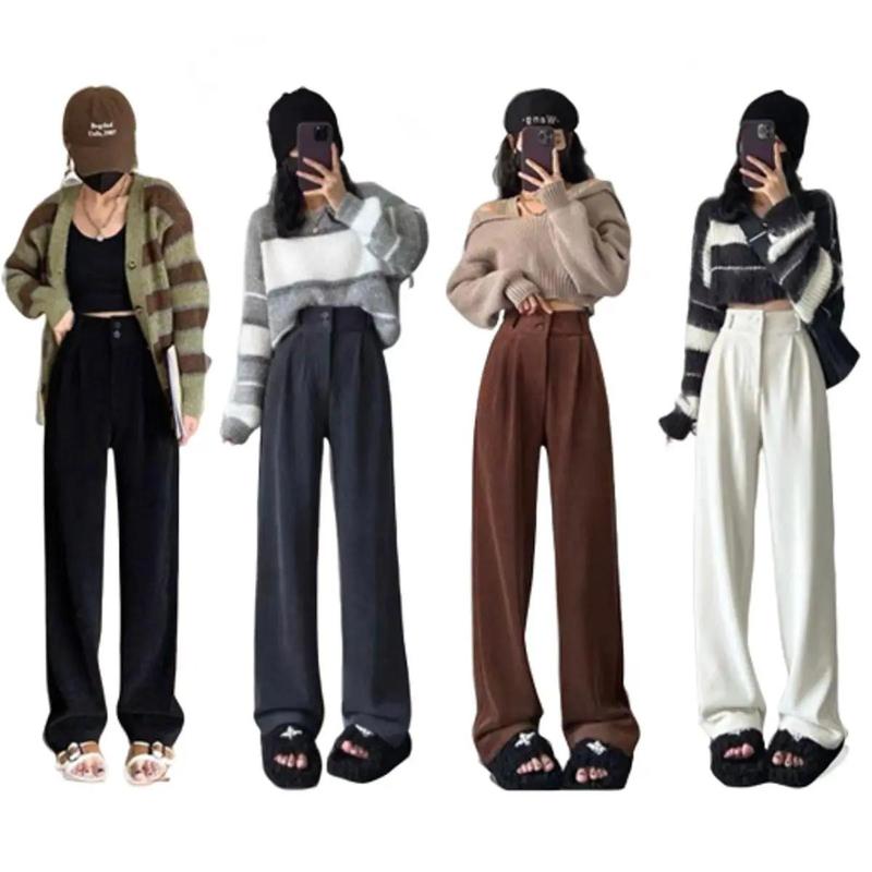 Quần Ống Rộng Xuông Nỉ Tăm Tuyết Nhung Hàn Quốc Cạp Khóa Lưng Chun Chất Đẹp Loại 1 Mềm Rủ Nữ Kem ( Có Lót Lông ) Women Voi