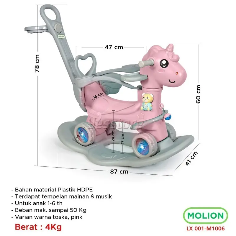 SPEEDS X MOLION SNI Mainan Kuda Kudaan 4in1 Anak-anak | Mainan Kuda Jungkat Jungkit Rocking Horse Berstandar | Kualitas Tinggi, Sangat Baik Sekali | 001-M1006 1
