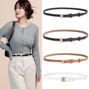 Fashion Leather Thin Belt with Buckle Women Belt Female Casual Decorative Jeans Belts Waist Belt
