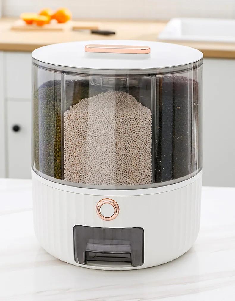 Product Introduction of 6kg Rotating Rice Bucket For Grain Storage Rice Storage Box Household Moisture-Proof Sealed Rice Box Kitchen Rice Tank 2