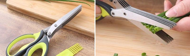 Product Introduction of Kéo Rong Biển, Nhiều Lớp, Dụng Cụ Gia Dụng, Kéo Thực Phẩm Bổ Sung Nhà Bếp, Cắt Băm Hành Lá, Dụng Cụ Hữu Ích, Làm Bằng Thép Không Gỉ, Đa Chức Năng, Kéo Năm Lớp 15