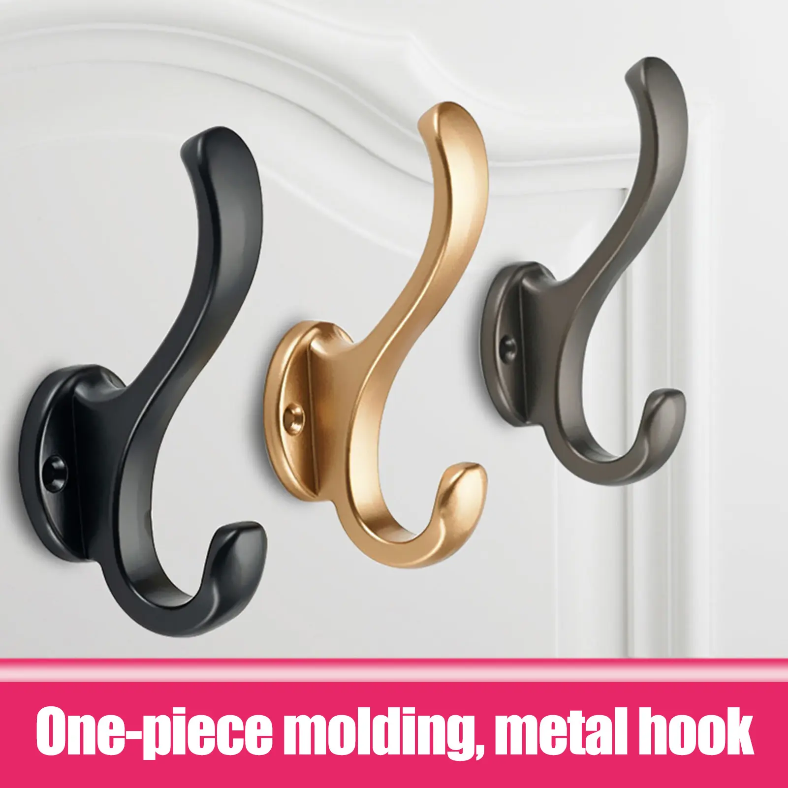 1 Set Storage Hook Multifunctional Waterproof Smooth Edge with Screws Solid Color Storage Space Saving Handbag Hat Coat Hook Household Supplies