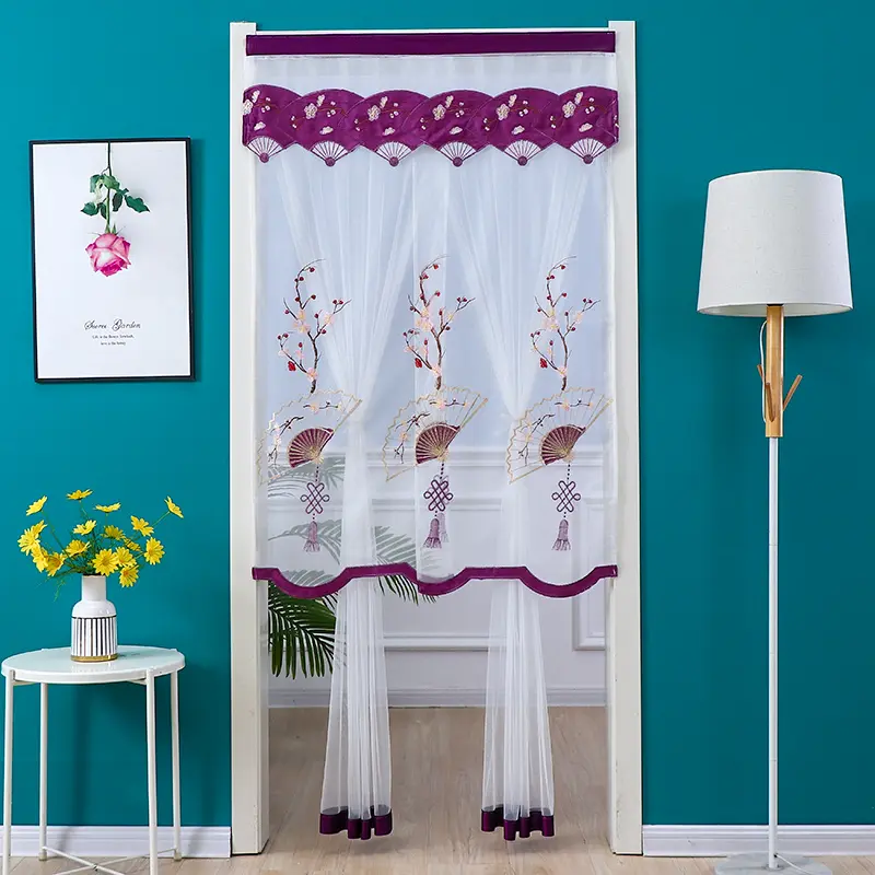 Rèm Lưới, Hai Lớp, 80 * 190 / 100 * 210cm, Thích Hợp Cho Phòng Khách Và Phòng Ngủ, Rèm Chống Muỗi, Rèm Không Cần Đục Lỗ, Rèm Ren, Rèm Cửa Ren, Thiết Kế Hình Quạt Mận, Thích Hợp Cho Phòng Ngủ Và Phòng Tắm, Rèm Thêu Mới 3