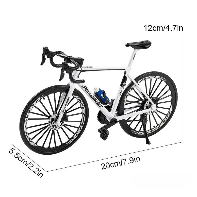 1:6 Scale Road Bike Model, 1 Count Ultra-realistic Metal Road Bike Model, Desktop Simulation Ornament with Wind-powered Push Operation for Home Office Decor 1