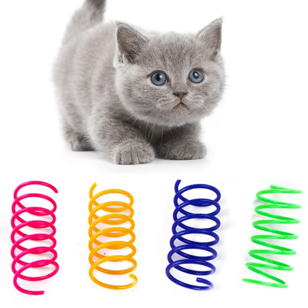 2024 New Kitten Cat Toys Durable Heavy Gauge Cat Spring Toy Colorful Springs Cat Pet Toy Coil Spiral Springs 4pcs