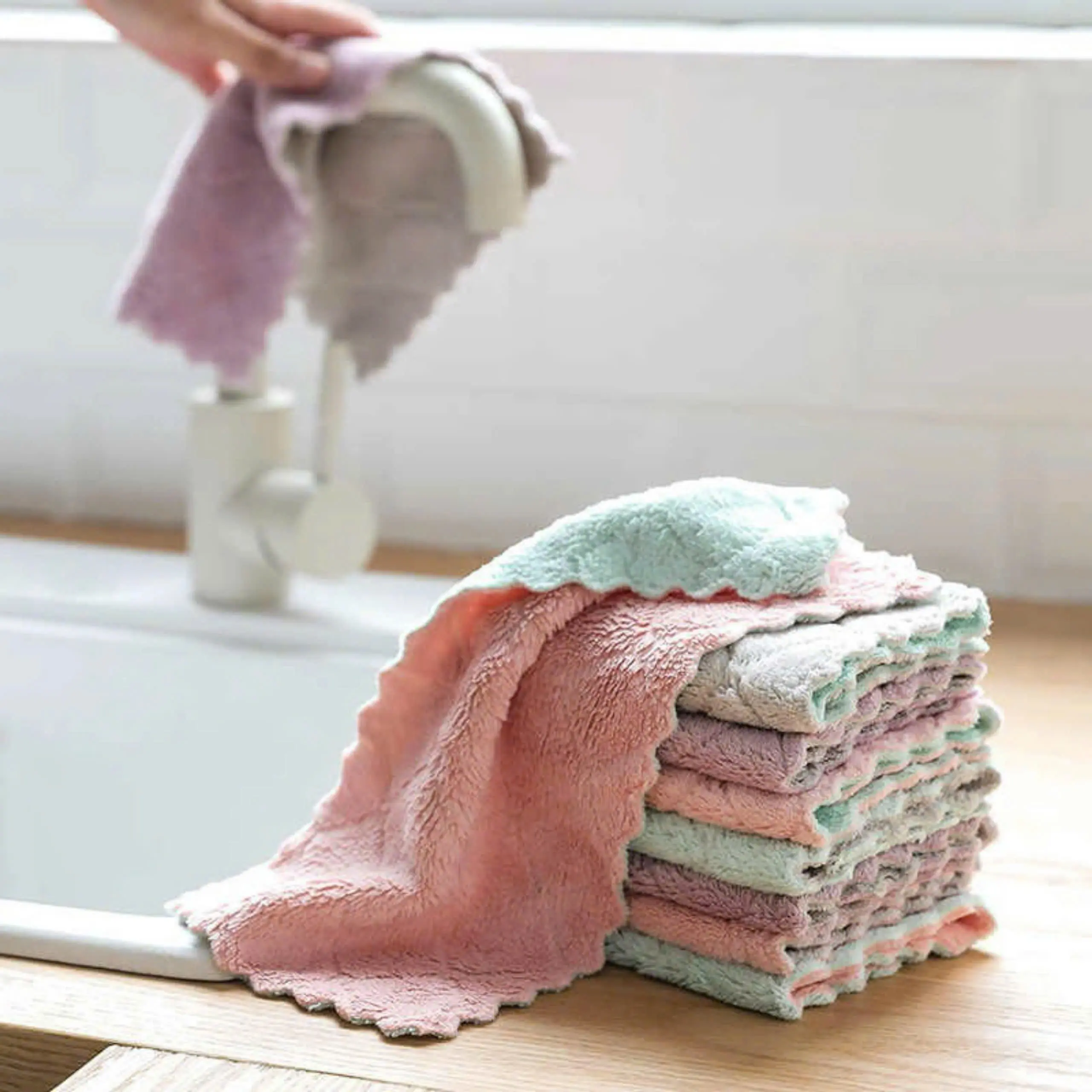Combo 10-50 Khăn lau bếp đa năng 2 mặt siêu thấm nước - Khăn Giấy Làm Sạch nước  tẩy quần áo cho bé kiềm ion