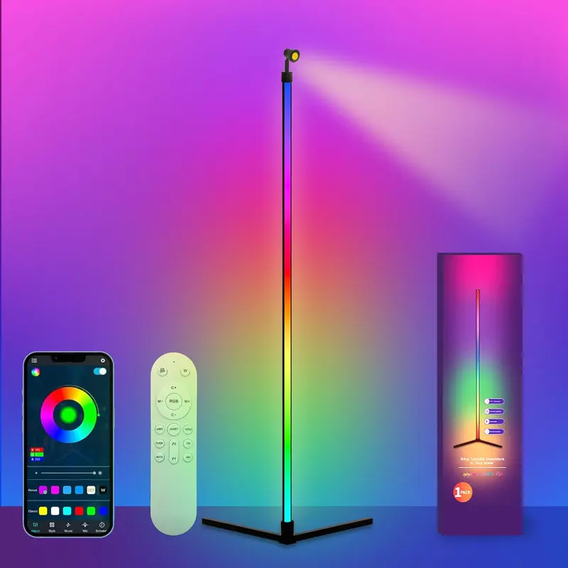 Smart RGBIC LED Corner Floor Lamp, USB Powered APP & Remote Control LED Ambient Night Light, Desk Lamp for Home Decoration, Live Decorative Light, Gaming Light 5