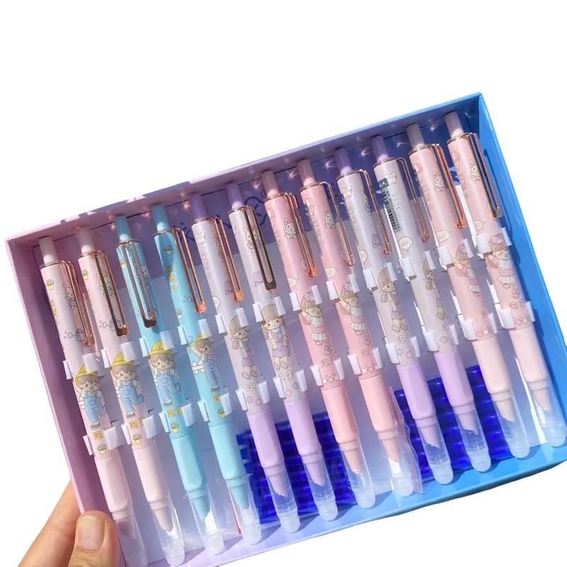 Set 10 bút máy bấm giấu ngòi có đầu tẩy mực xoá TẶNG KÈM 10 ống mực xoá được tặng kèm 1 tẩy rời e lip but tieu bút  máy