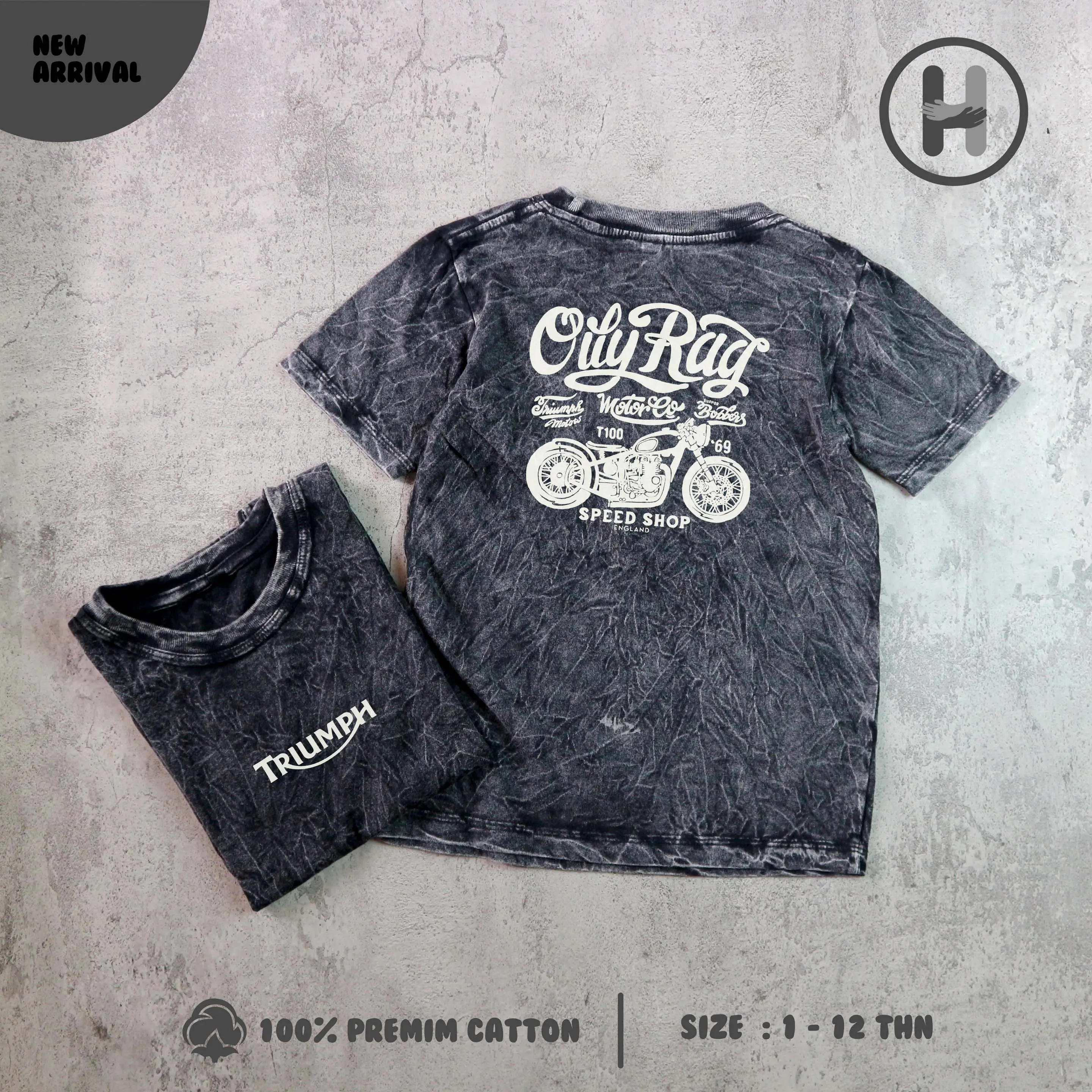 kaos distro anak, kaos Fashion anak, kaos sandwash anak motif motor cycle