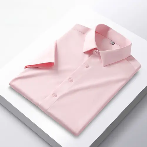 Áo sơ mi nam ngắn tay trơn , vải lụa chéo đẹp hạn chế nhăn, màu sắc thanh lịch, hiện đại. 5
