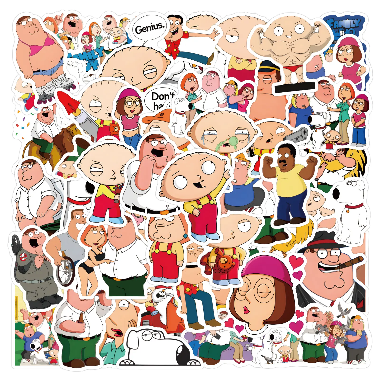 55PCs Cartoon Family Guy Spoof Home Creative Stickers Decoration Luggage Water Cup Computer Waterproof Stickers