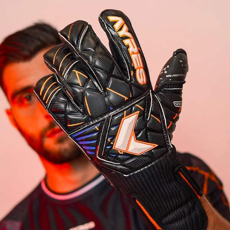 AYRES GLOVES SERIES-02 SARUNG TANGAN KIPER SEPAKBOLA ORIGINAL BLACK ORANGE 4