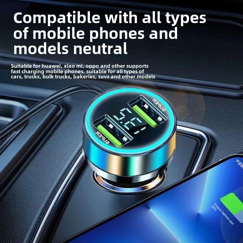 Car Charger Super Fast Charge Cigarette Lighter Digital Display Flash Charger for Android Apple Car Conversion Car Charger Plug 3